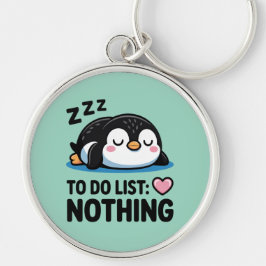 Chaveiro pinguim fofo dormindo, lista de tarefas nada