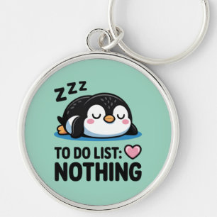 Chaveiro pinguim fofo dormindo, lista de tarefas nada