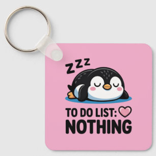 Chaveiro pinguim fofo dormindo, lista de tarefas nada