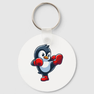 Chaveiro Pinguim Lutador de Boxe de Desenho Animado Legal