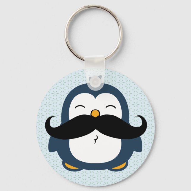 Chaveiro Pinguim Mustache Trend (Frente)