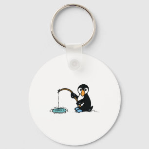 Chaveiro pinguim pescador fofo