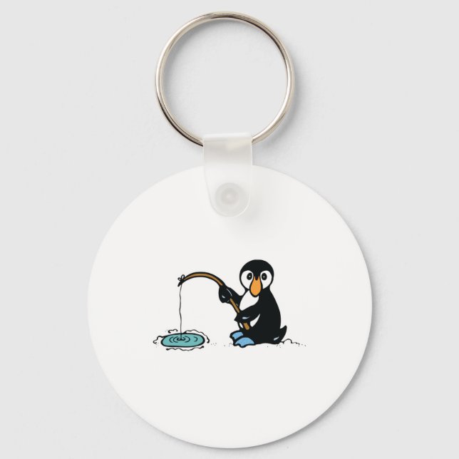 Chaveiro pinguim pescador fofo (Frente)