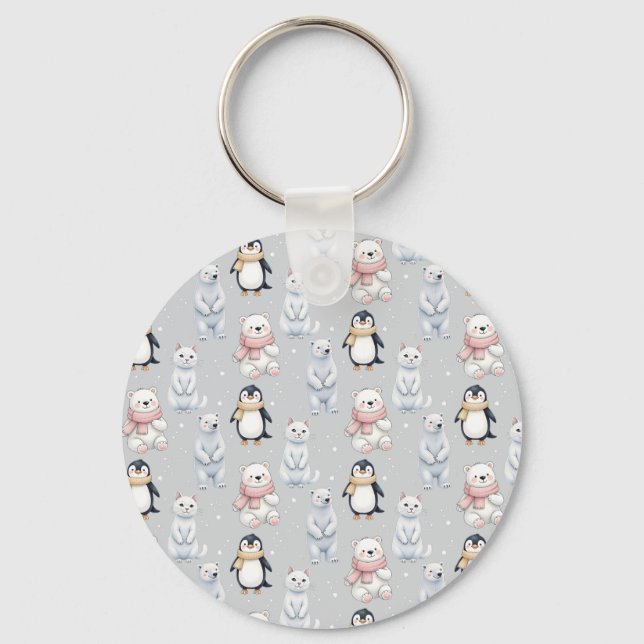 Chaveiro Pinguim-Pinguim do moderno Trendy Bear Pinguim-Inv (Frente)