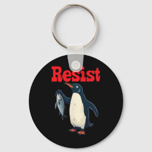 Chaveiro Pinguim Resistente Segurando Peixe Protesto Gráfic