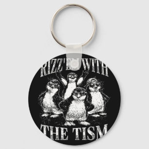 Chaveiro Pinguim retro meme engraçado rizz em com o tism