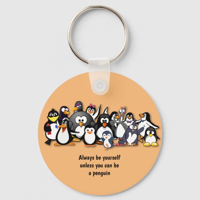 Chaveiro Pinguins animados e bonitos (Frente)