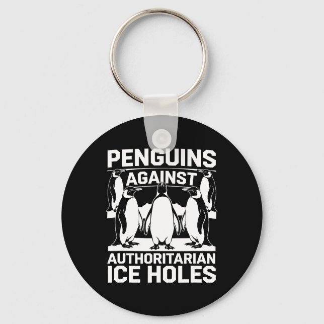 Chaveiro Pinguins Contra Furos De Gelo Autoritários Resiste (Frente)
