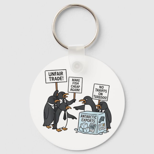 Chaveiro Pinguins contra Tarifas Anti Trump (Frente)