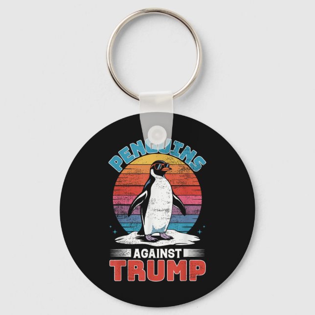 Chaveiro Pinguins Contra Trump Penguin Flippers Up Anti Tr (Frente)