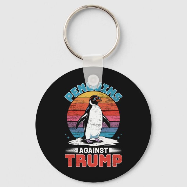 Chaveiro Pinguins Contra Trump Penguin Flippers Up Anti Tr (Frente)