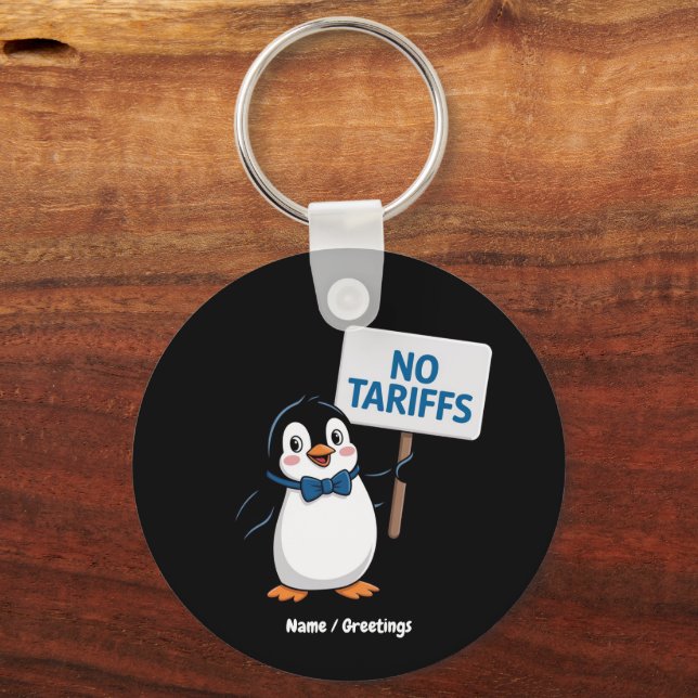 Chaveiro Pinguins engraçados SEM TARIFAS Tributação Protest (Frente)