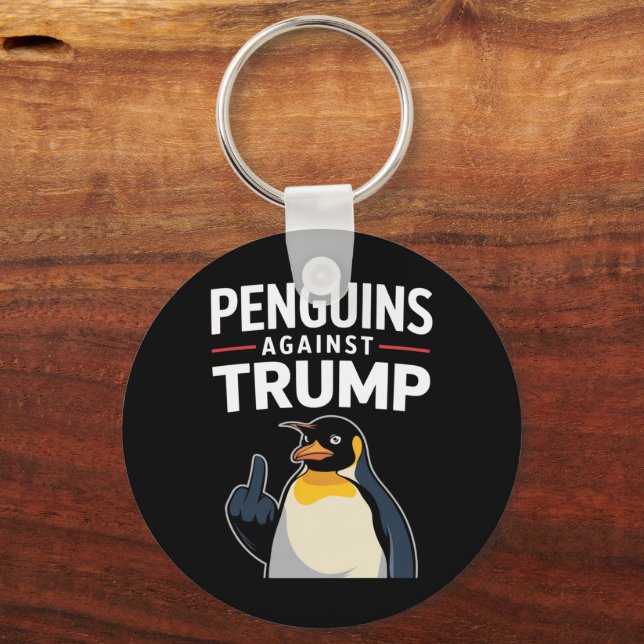 Chaveiro Pinguins Para Cima Resistem Pinguins Contra Trump (Frente)