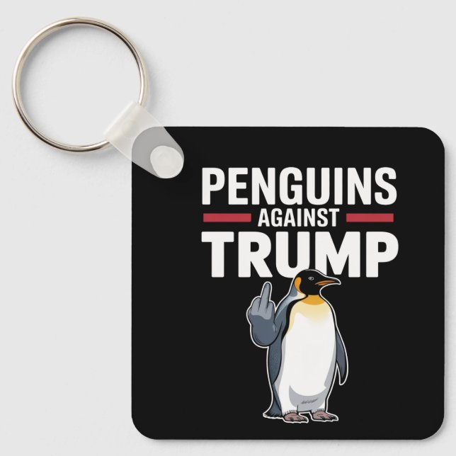 Chaveiro Pinguins Para Cima Resistem Pinguins Contra Trump (Frente)