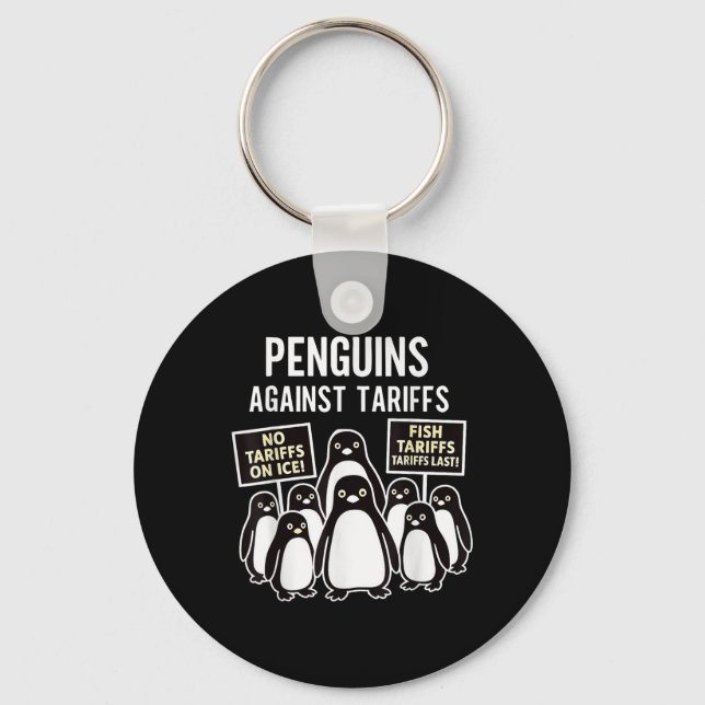 Chaveiro Pinguins protestam contra Tarifas Engraçado Pingui (Frente)