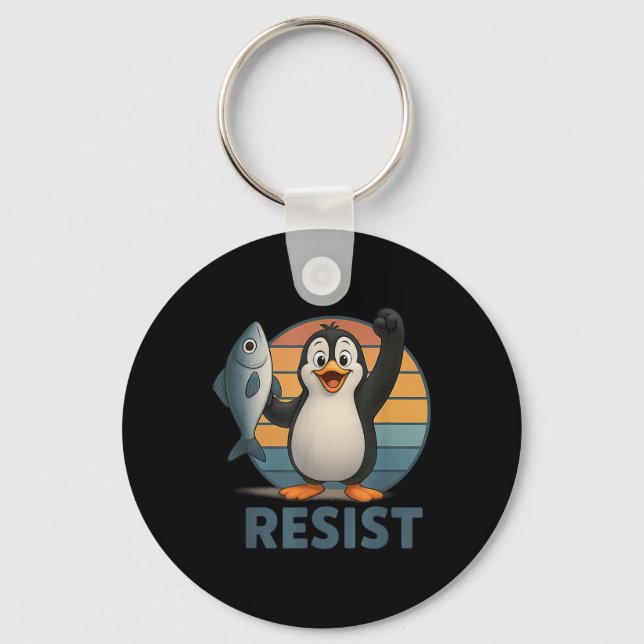 Chaveiro Pinguins resistentes ao ativismo pinguim protestam (Frente)