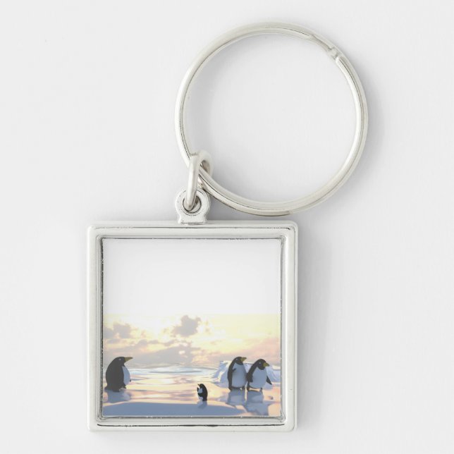 Chaveiro pinguins se resfriando em um bote de gelo (Frente)