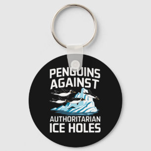 Chaveiro Pinguins Trump Contra Buracos de Gelo Autoritários