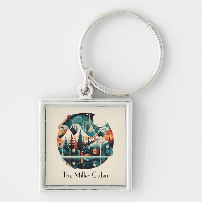 Chaveiro Pinheiros e picos nórdicos, personalizados (Frente)