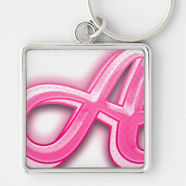 Chaveiro Pink A Initial Keychain – Cute Monogram Accessory (Frente)