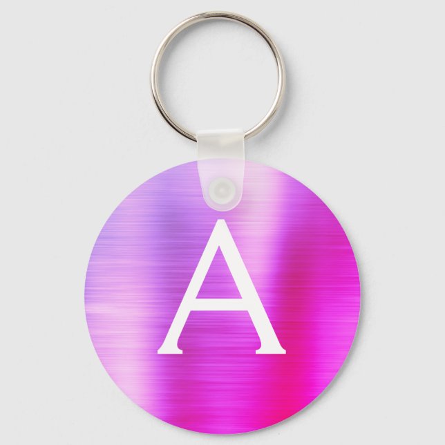 Chaveiro Pink and Purple Faux Stainless Steel Monogram (Frente)