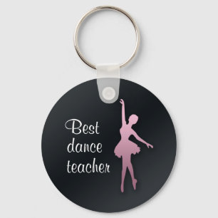Chaveiro Pink Ballerina on Black Dance Teach Gift Keychain