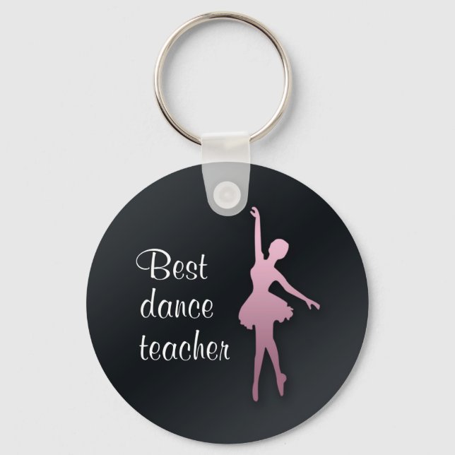 Chaveiro Pink Ballerina on Black Dance Teach Gift Keychain (Frente)
