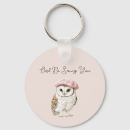 Chaveiro Pink Beret Brown White Owl Be Seeing You