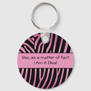 Chaveiro Pink Black Zebra Diva Keychain