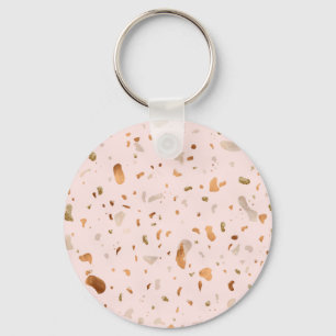 Chaveiro Pink Blush Terrazzo Com Douradas Manchas De Cobre