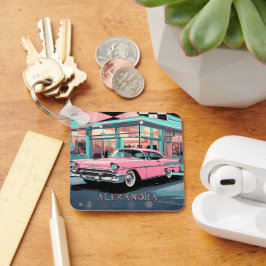 Chaveiro Pink Car 1950s Diner Retro Mid‑Century Custom