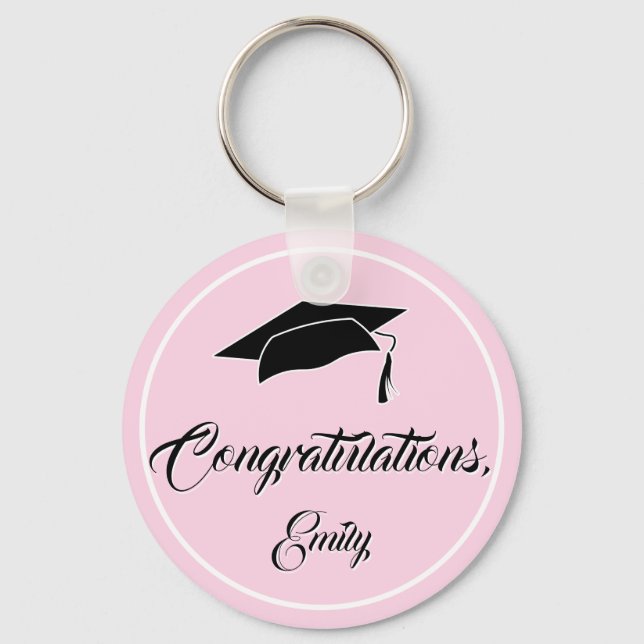 Chaveiro Pink Congratulations Graduation Cap (Frente)