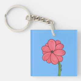 Chaveiro Pink Flower Full with Blue background
