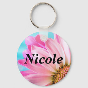 Chaveiro Pink Flower Name Keychain - Nicole