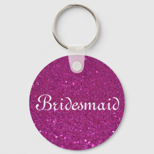 Chaveiro Pink Glitter Heart Personalized Bridesmaid Keychai