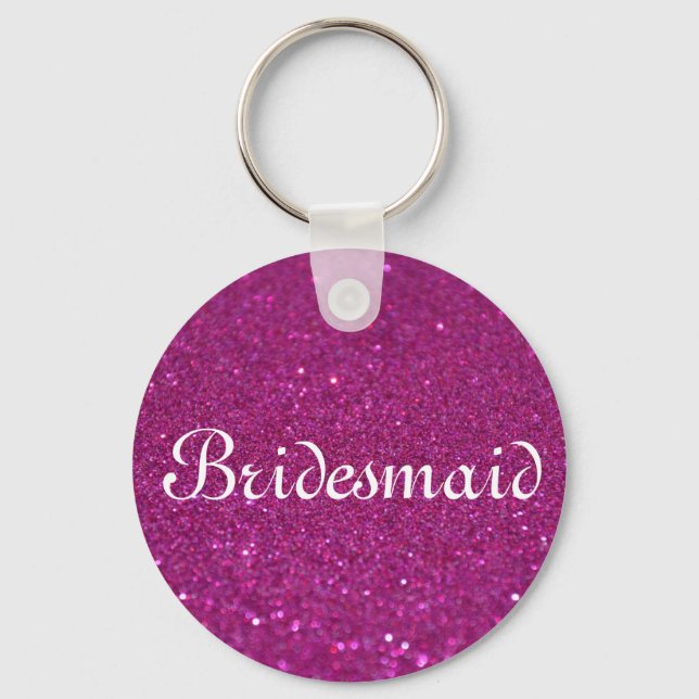 Chaveiro Pink Glitter Heart Personalized Bridesmaid Keychai (Frente)