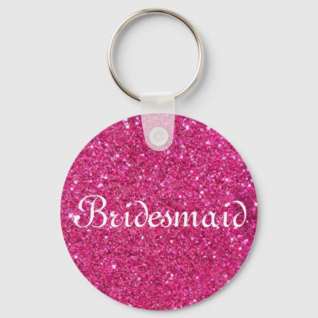 Chaveiro Pink Glitter Personalized Bridesmaid (Frente)