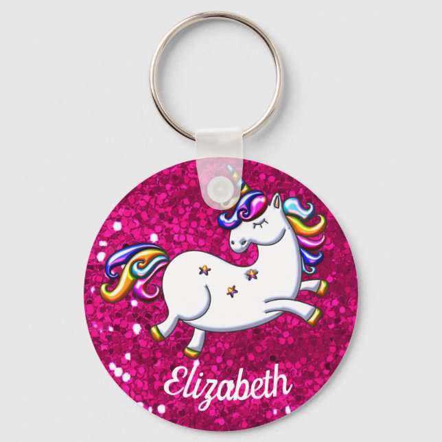 Chaveiro Pink Glitter Unicorn (Frente)