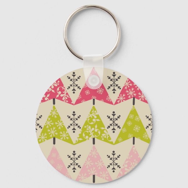 Chaveiro Pink & green Christmas trees (Frente)
