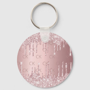 Chaveiro Pink monogram glitter drips dusty rose luxury