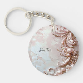 Chaveiro Pink Ornate Pearl and Floral Keychain