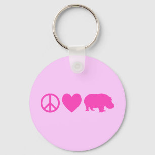 Chaveiro Pink Peace Love e Hippos