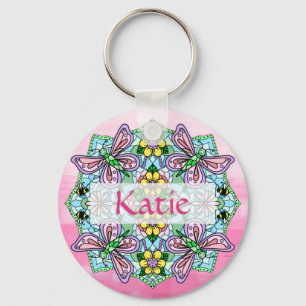 Chaveiro Pink Personalizado e Borboleta Azul Mandala