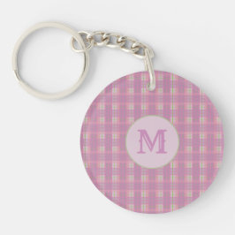 Chaveiro Pink Plaid Stripes Key Chain Capital Initial