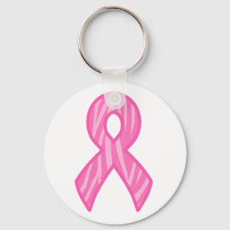Chaveiro Pink Ribbon with Tiger Print Background Key Chain