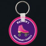 Chaveiro Pink Skate Roller Skating Birthday Party Favor<br><div class="desc">Cute favor keychain for a skating theme party. Customize it with your child's name.</div>