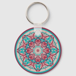 Chaveiro Pink & Turquoise Boho Mandala 