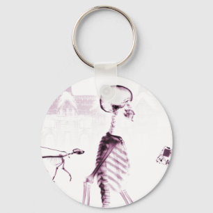 Chaveiro Pink X-Ray Skeleton City Scene