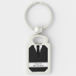 Chaveiro Pinstripe Suit e Tie Metal Retângulo Keyring
