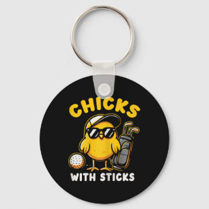 Chaveiro Pintinhos Com Sticks Golfer Girl Gol